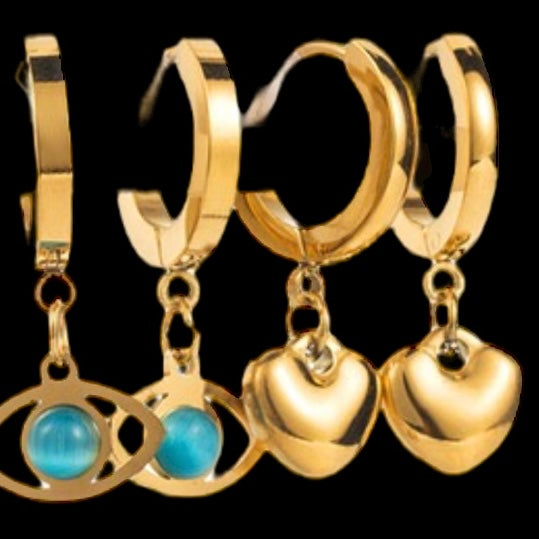 18K Gold Plated Heart earrings Set