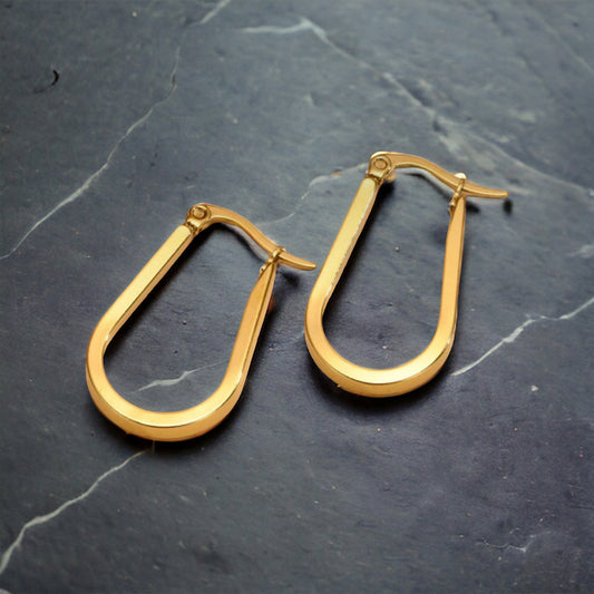 18k Gold Platted Waterproof Non-Tarnish Stainless Steel Hoops