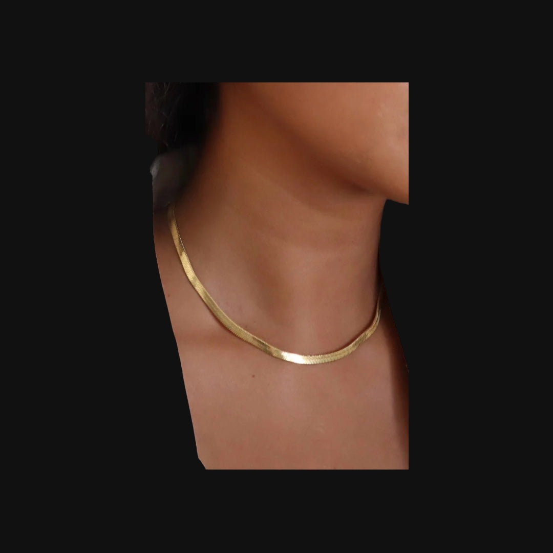 18K Gold Waterproof Stainless steel Herringbone Necklace